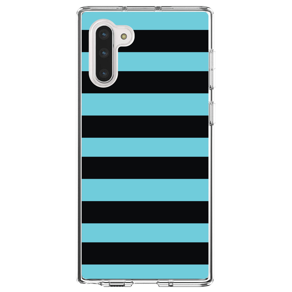 Black & Cyan Bold Horizontal Stripes Clear Shockproof iPhone Case, view 9