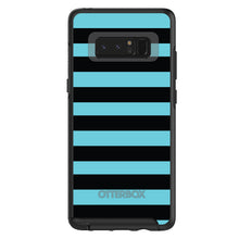 DistinctInk™ OtterBox Symmetry Series Case for Apple iPhone / Samsung Galaxy / Google Pixel - Black & Cyan Bold Stripes