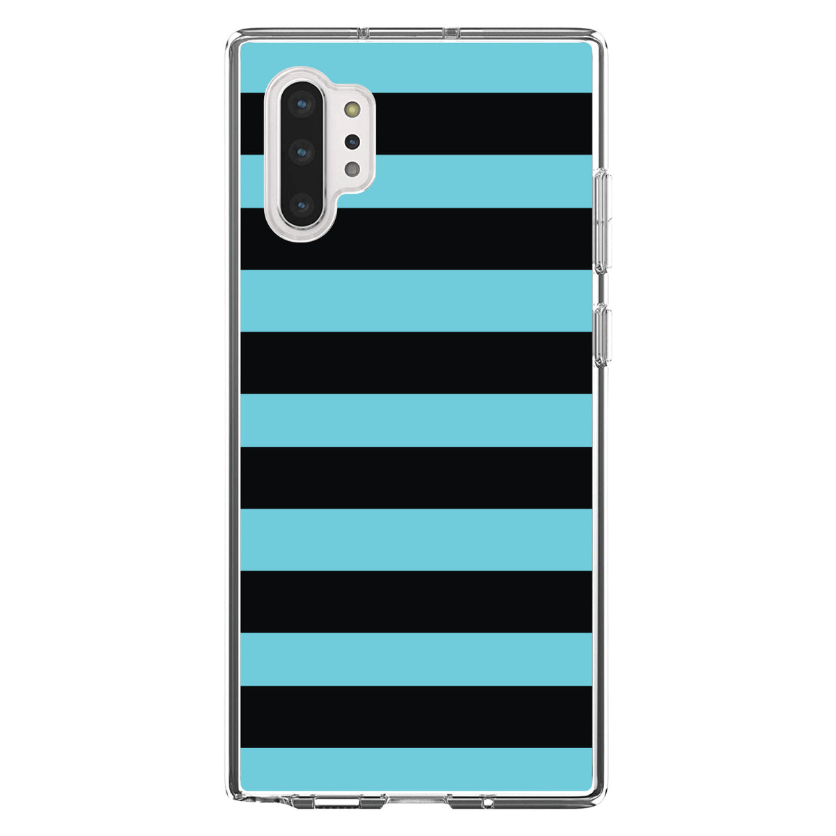 Black & Cyan Bold Horizontal Stripes Clear Shockproof iPhone Case, view 10