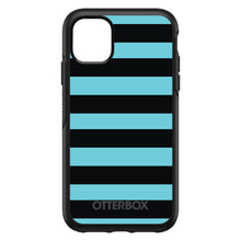 DistinctInk™ OtterBox Symmetry Series Case for Apple iPhone / Samsung Galaxy / Google Pixel - Black & Cyan Bold Stripes