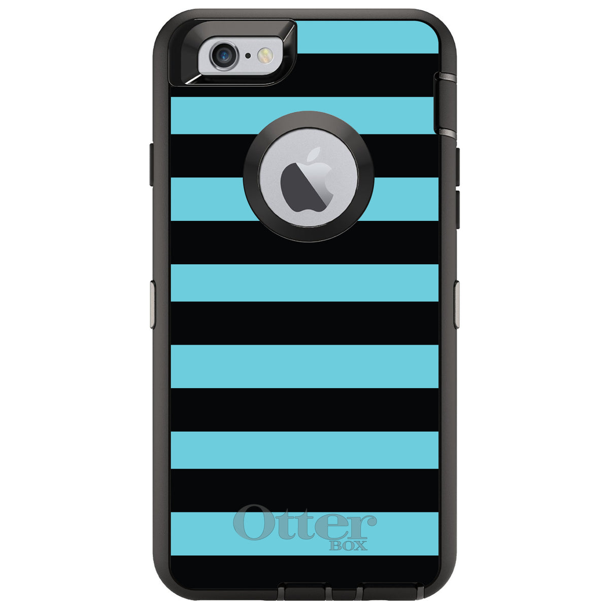Black & Cyan Bold Stripes OtterBox Defender Case for iPhone & Galaxy, view 4