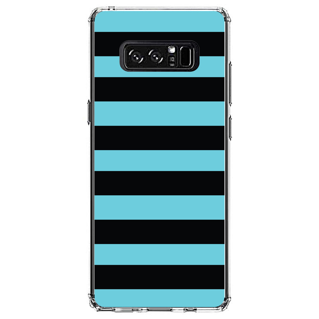 Black & Cyan Bold Horizontal Stripes Clear Shockproof iPhone Case, view 12