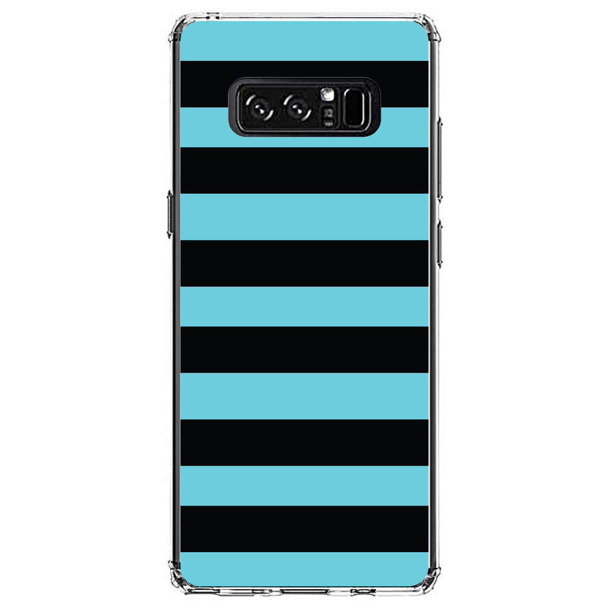 Black & Cyan Bold Horizontal Stripes Clear Shockproof iPhone Case, view 12