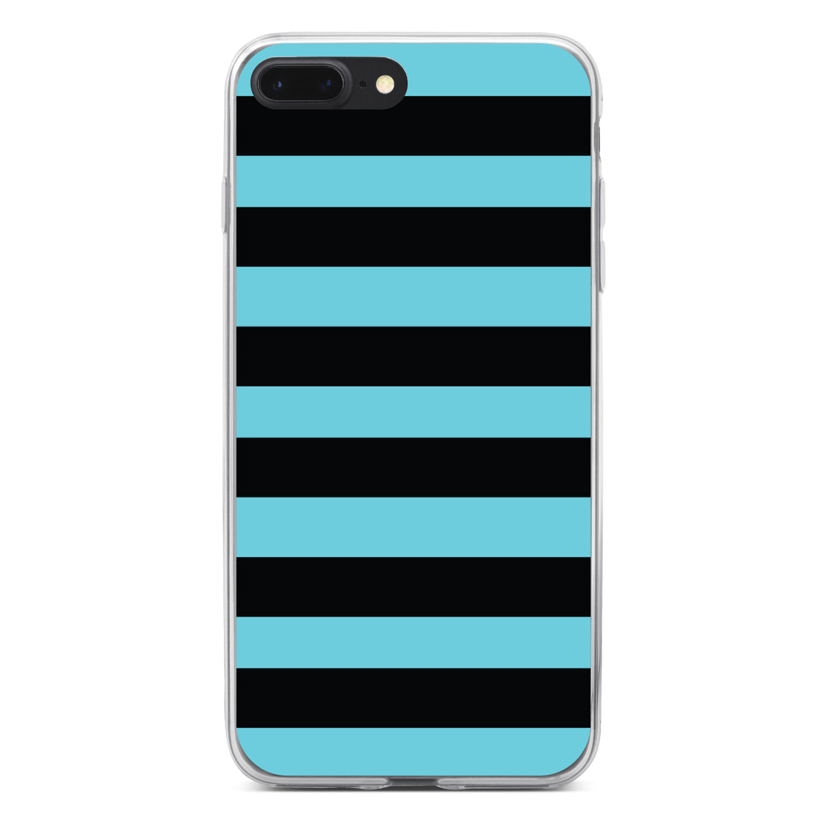 Black & Cyan Bold Horizontal Stripes Clear Shockproof iPhone Case, view 6