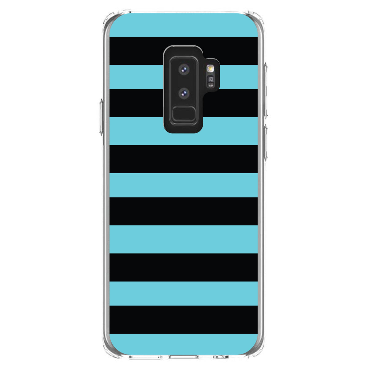Black & Cyan Bold Horizontal Stripes Clear Shockproof iPhone Case, view 20