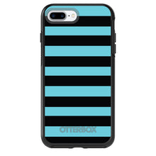 DistinctInk™ OtterBox Symmetry Series Case for Apple iPhone / Samsung Galaxy / Google Pixel - Black & Cyan Bold Stripes