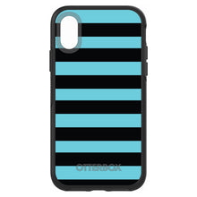 DistinctInk™ OtterBox Symmetry Series Case for Apple iPhone / Samsung Galaxy / Google Pixel - Black & Cyan Bold Stripes