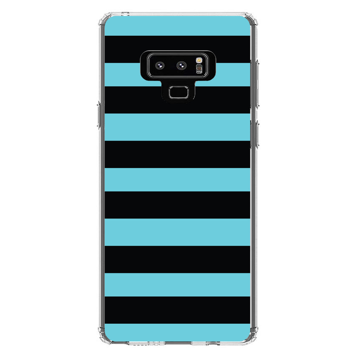 Black & Cyan Bold Horizontal Stripes Clear Shockproof iPhone Case, view 11