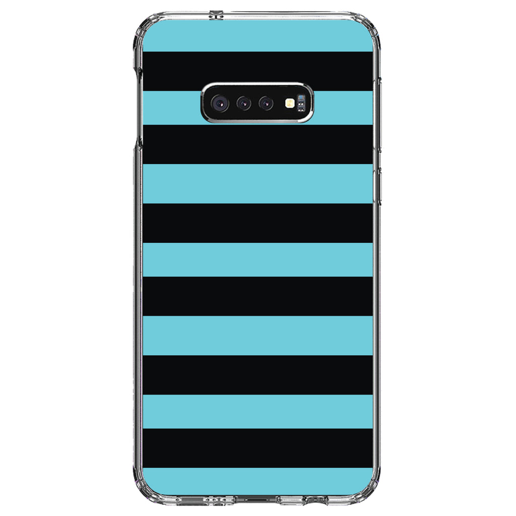 Black & Cyan Bold Horizontal Stripes Clear Shockproof iPhone Case, view 18
