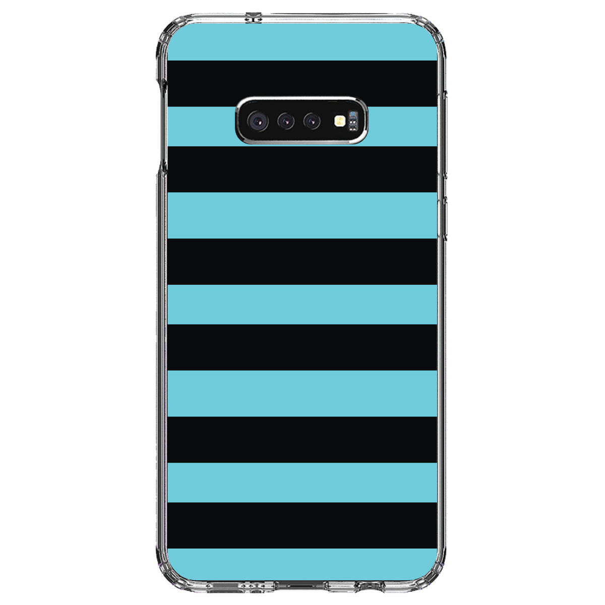 Black & Cyan Bold Horizontal Stripes Clear Shockproof iPhone Case, view 18