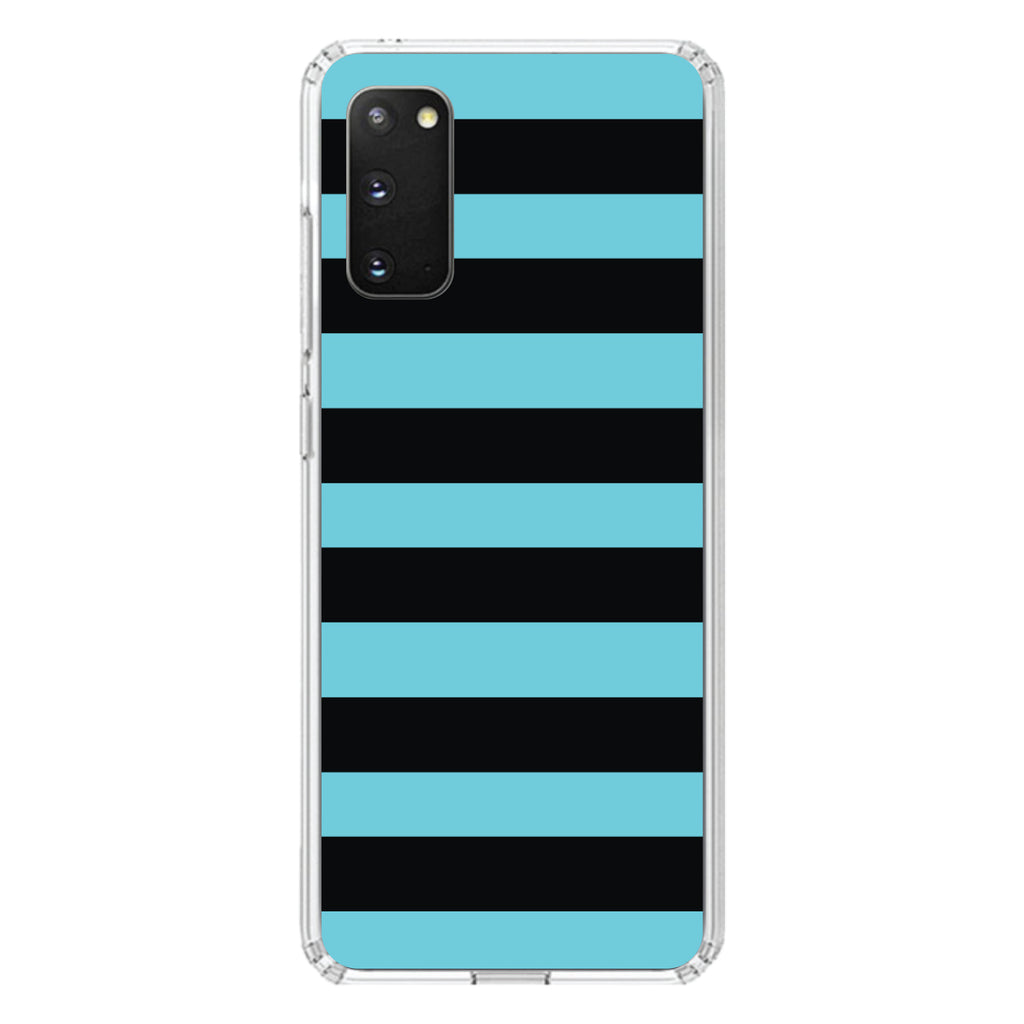 Black & Cyan Bold Horizontal Stripes Clear Shockproof iPhone Case, view 14