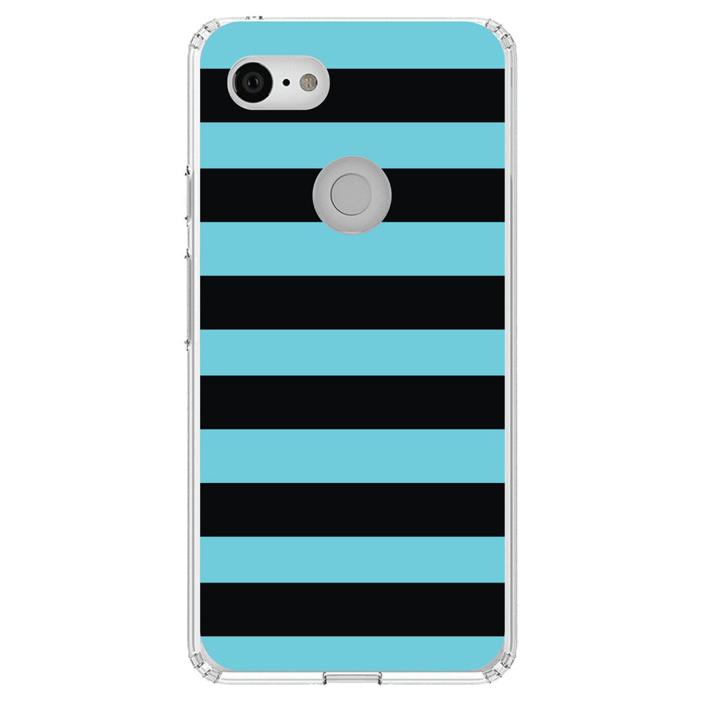Black & Cyan Bold Horizontal Stripes Clear Shockproof iPhone Case, view 21