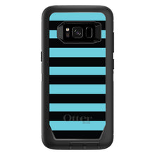 DistinctInk™ OtterBox Defender Series Case for Apple iPhone / Samsung Galaxy / Google Pixel - Black & Cyan Bold Stripes