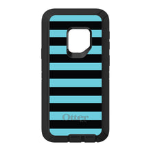 DistinctInk™ OtterBox Defender Series Case for Apple iPhone / Samsung Galaxy / Google Pixel - Black & Cyan Bold Stripes
