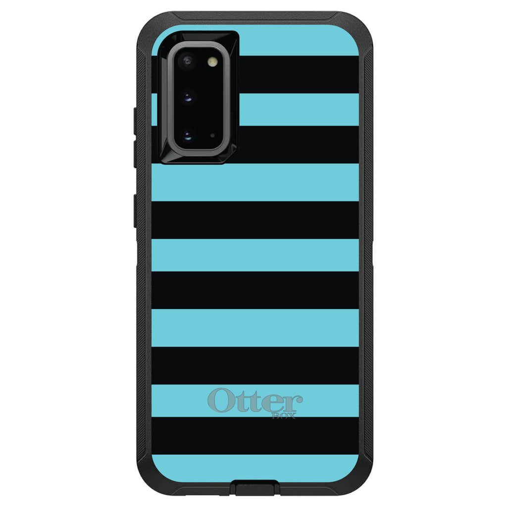 Black & Cyan Bold Stripes OtterBox Defender Case for iPhone & Galaxy, view 8