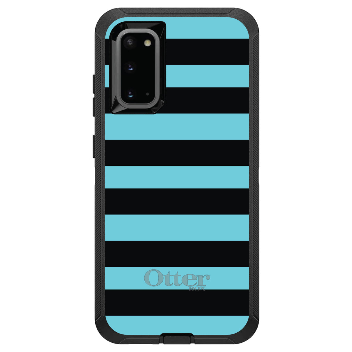 Black & Cyan Bold Stripes OtterBox Defender Case for iPhone & Galaxy, view 8