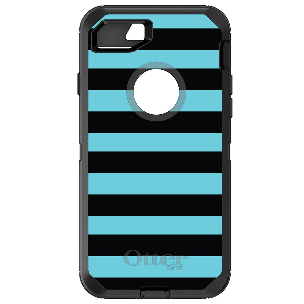 Black & Cyan Bold Stripes OtterBox Defender Case for iPhone & Galaxy