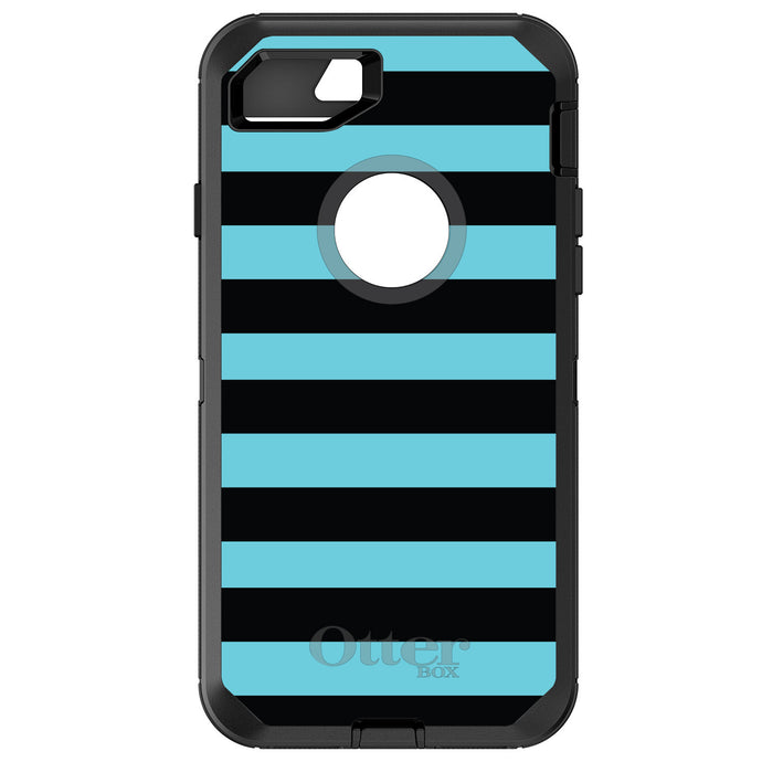 DistinctInk™ OtterBox Defender Series Case for Apple iPhone / Samsung Galaxy / Google Pixel - Black & Cyan Bold Stripes