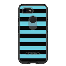 DistinctInk™ OtterBox Symmetry Series Case for Apple iPhone / Samsung Galaxy / Google Pixel - Black & Cyan Bold Stripes