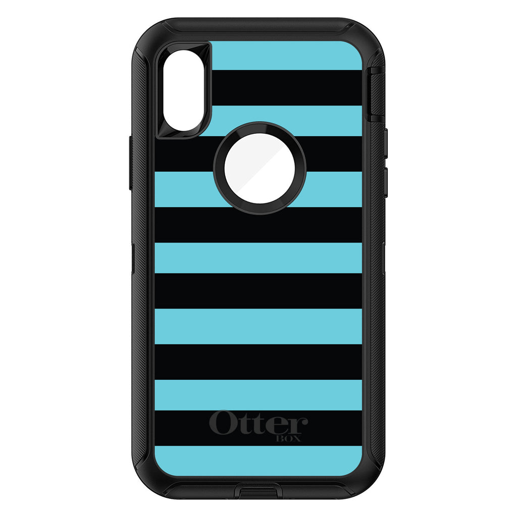 Black & Cyan Bold Stripes OtterBox Defender Case for iPhone & Galaxy, view 3