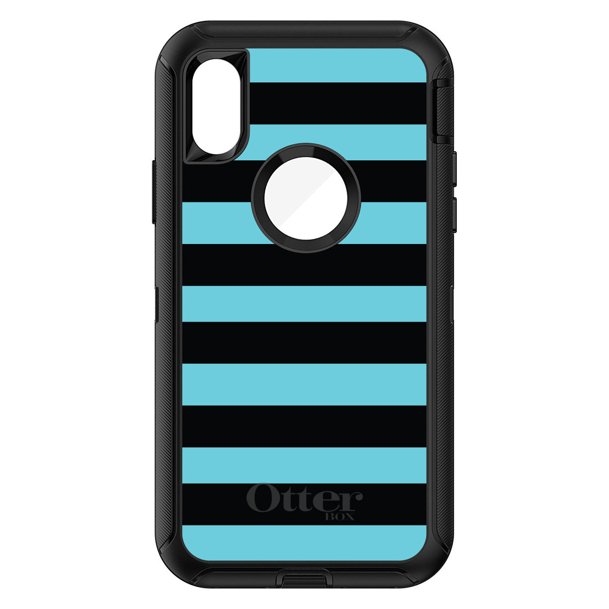 Black & Cyan Bold Stripes OtterBox Defender Case for iPhone & Galaxy, view 3