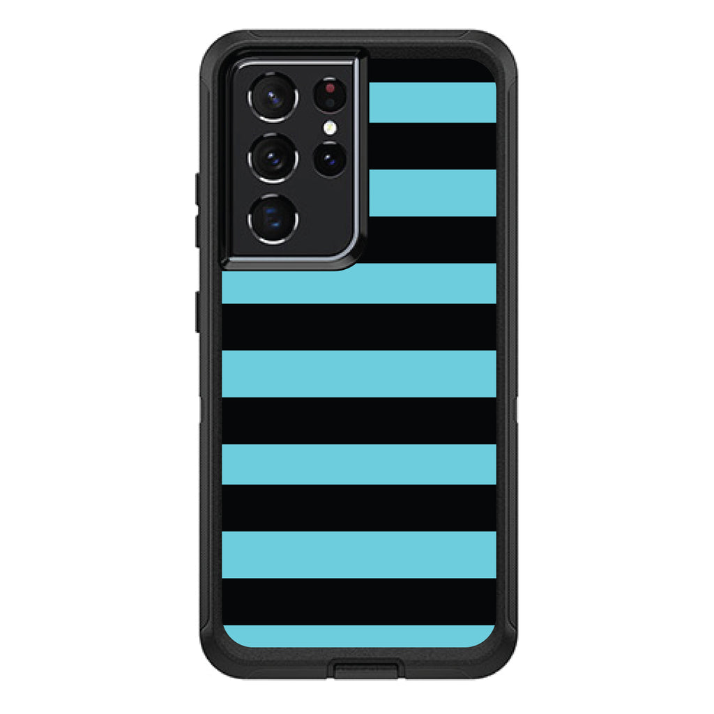 Black & Cyan Bold Stripes OtterBox Defender Case for iPhone & Galaxy, view 7