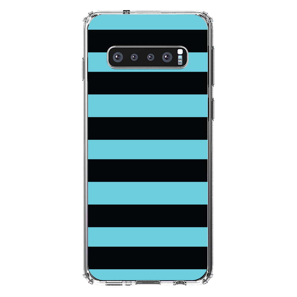 Black & Cyan Bold Horizontal Stripes Clear Shockproof iPhone Case, view 16
