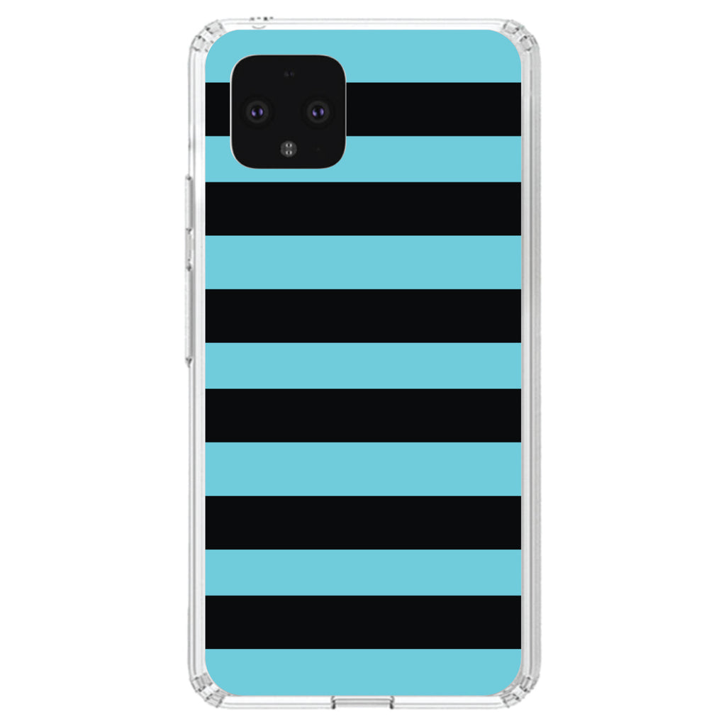 Black & Cyan Bold Horizontal Stripes Clear Shockproof iPhone Case, view 24