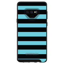DistinctInk™ OtterBox Symmetry Series Case for Apple iPhone / Samsung Galaxy / Google Pixel - Black & Cyan Bold Stripes