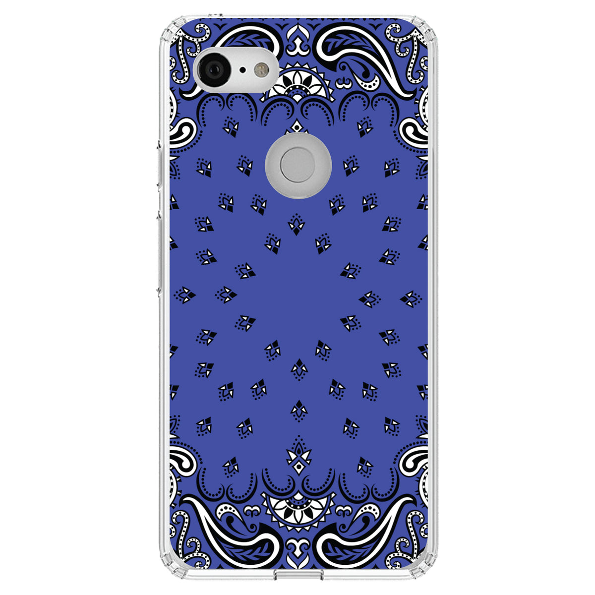 Bandana Print, Blue, Black, White Clear Shockproof iPhone Case, view 22
