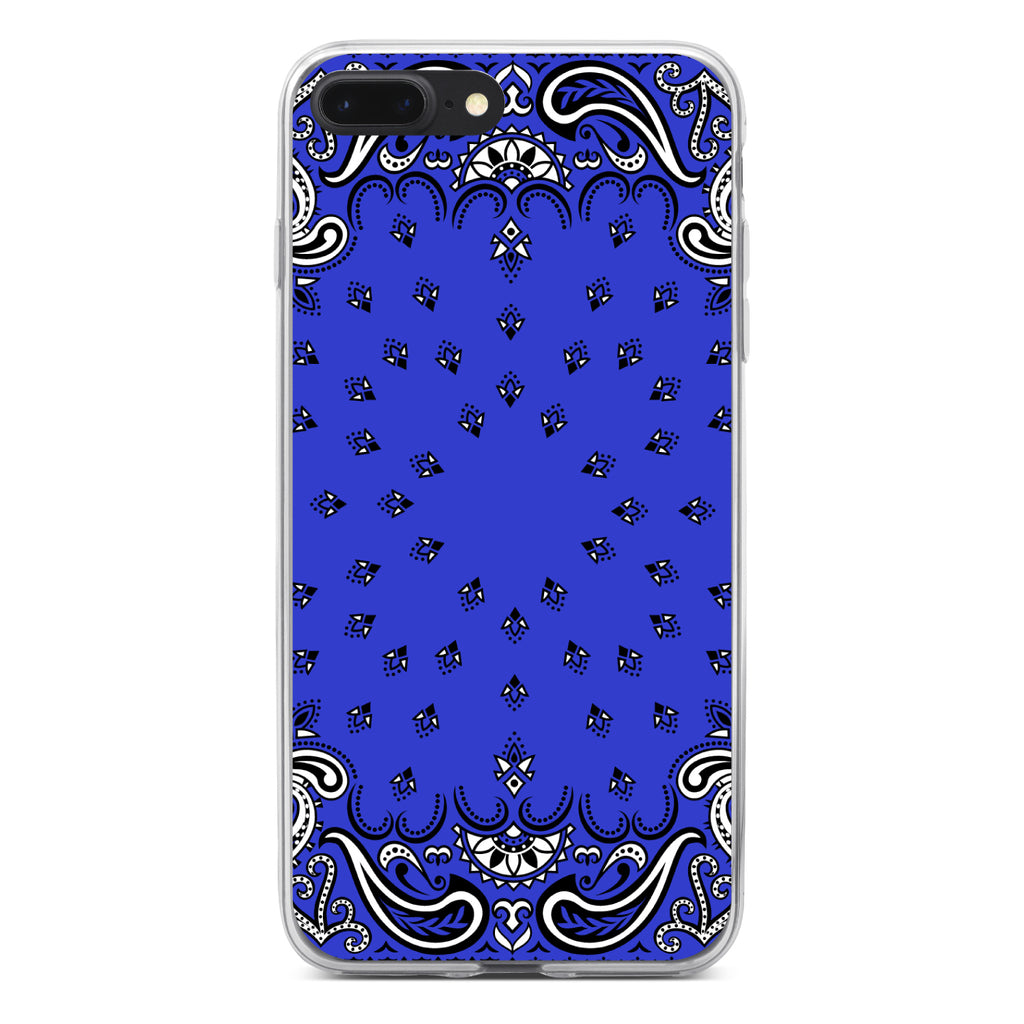Bandana Print, Blue, Black, White Clear Shockproof iPhone Case, view 6