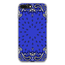 DistinctInk® Clear Shockproof Hybrid Case for Apple iPhone / Samsung Galaxy / Google Pixel - Bandana Print - Blue,  Black, White