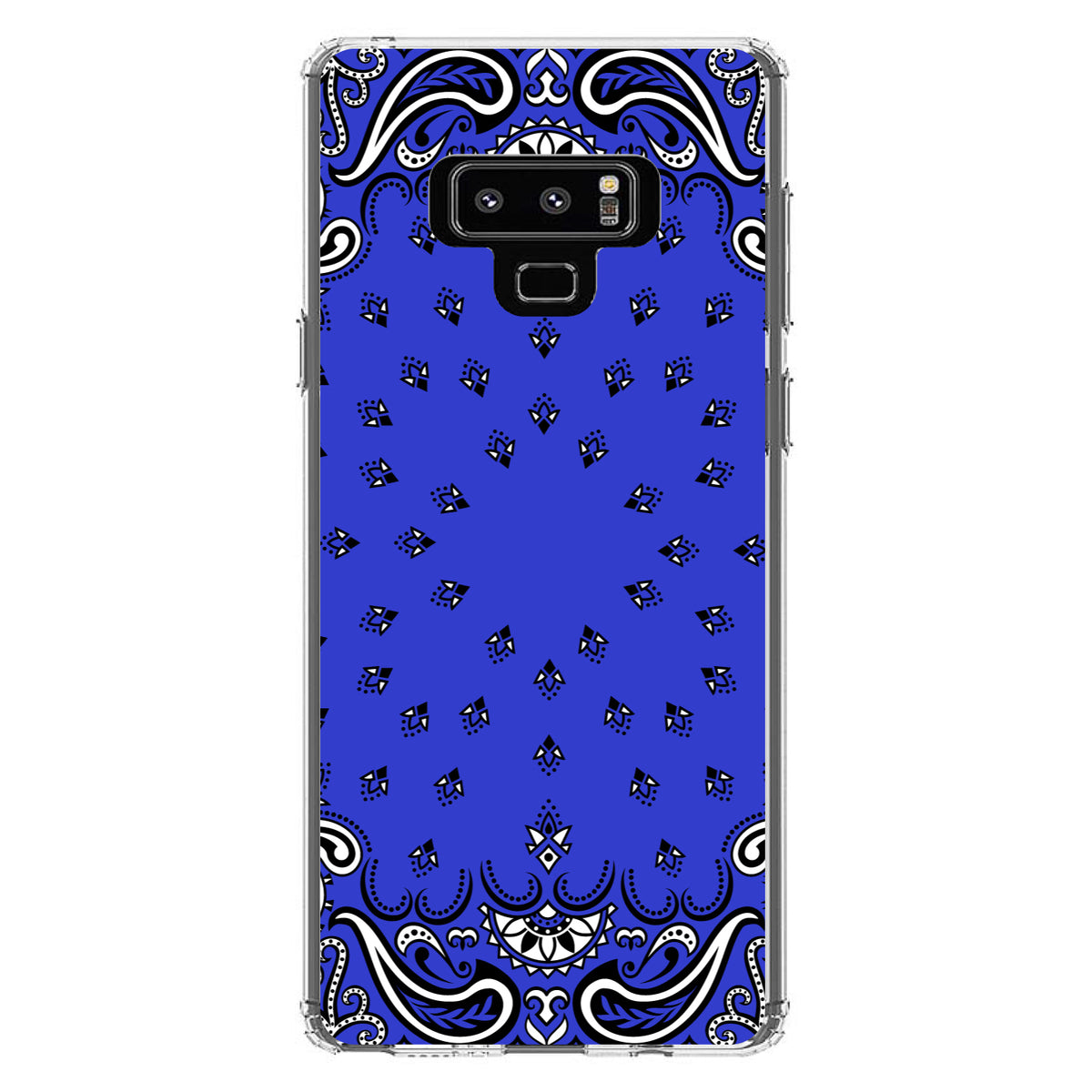 Bandana Print, Blue, Black, White Clear Shockproof iPhone Case, view 11