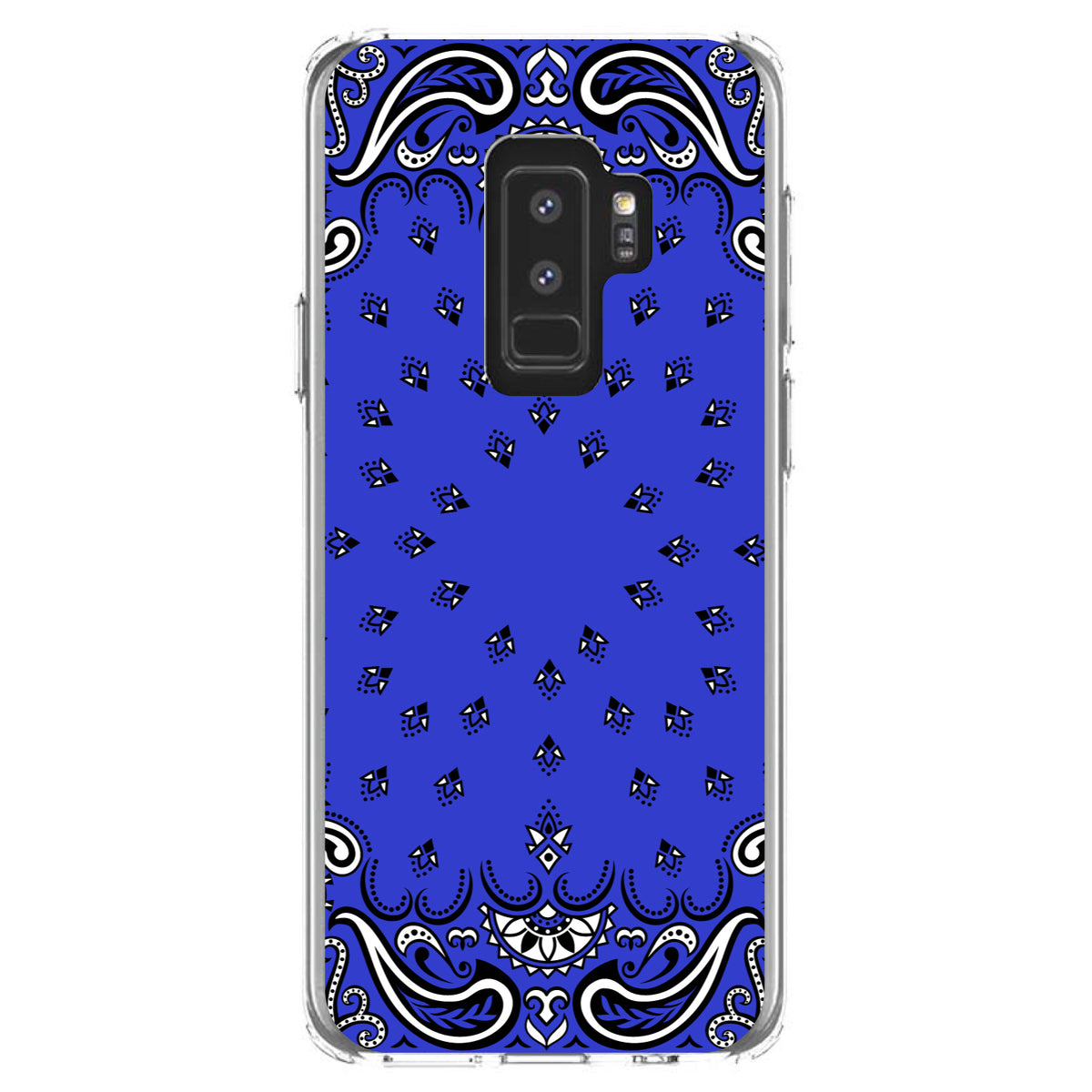 Bandana Print, Blue, Black, White Clear Shockproof iPhone Case, view 20