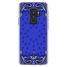 DistinctInk® Clear Shockproof Hybrid Case for Apple iPhone / Samsung Galaxy / Google Pixel - Bandana Print - Blue,  Black, White