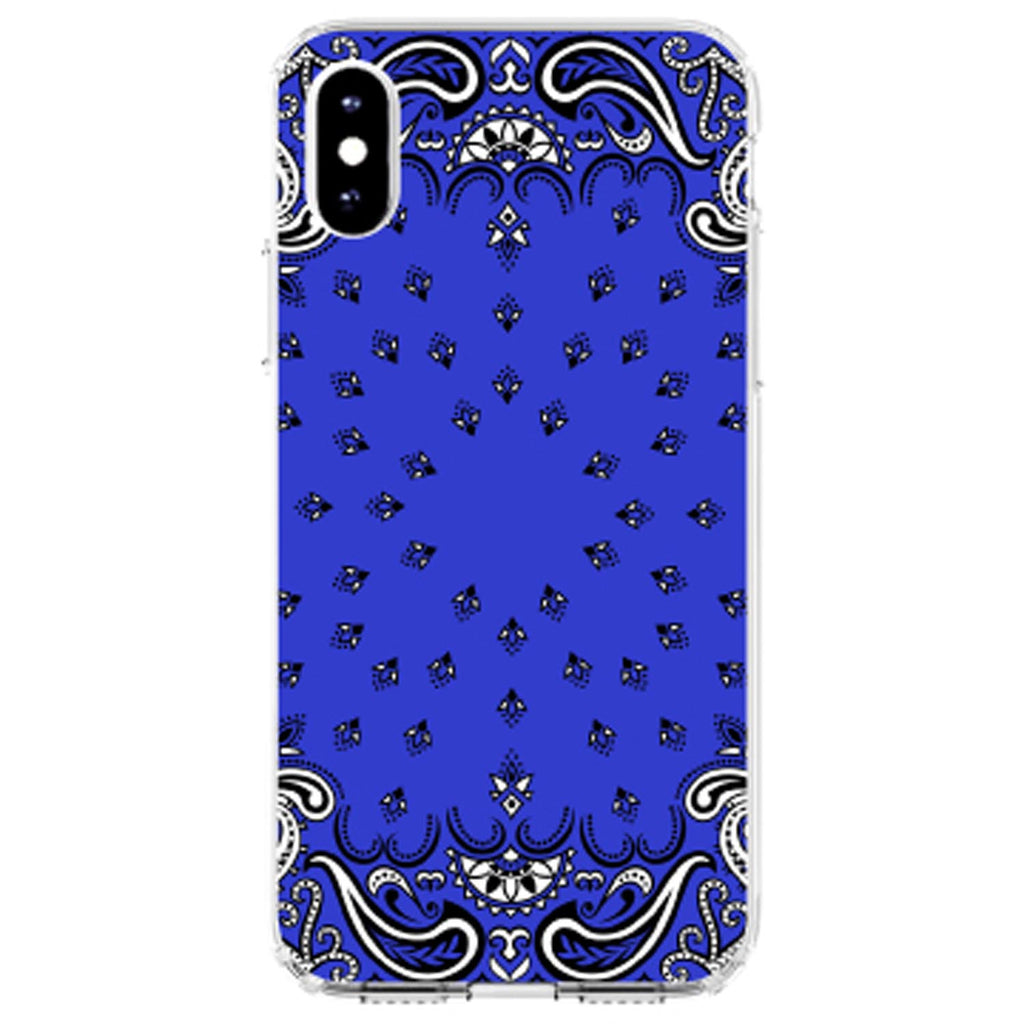 Bandana Print, Blue, Black, White Clear Shockproof iPhone Case, view 3