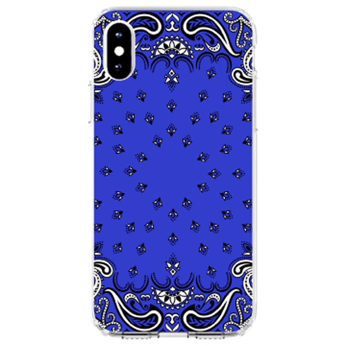 Bandana Print, Blue, Black, White Clear Shockproof iPhone Case, view 3