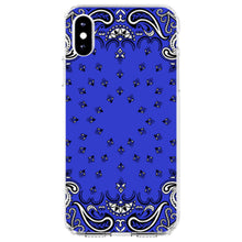 DistinctInk® Clear Shockproof Hybrid Case for Apple iPhone / Samsung Galaxy / Google Pixel - Bandana Print - Blue,  Black, White
