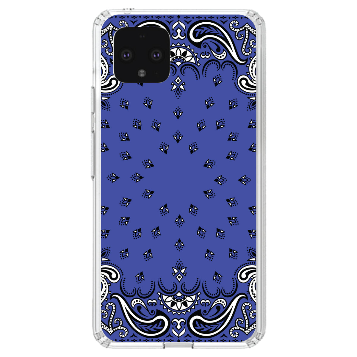 Bandana Print, Blue, Black, White Clear Shockproof iPhone Case, view 24