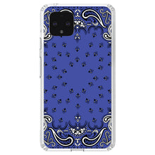 DistinctInk® Clear Shockproof Hybrid Case for Apple iPhone / Samsung Galaxy / Google Pixel - Bandana Print - Blue,  Black, White