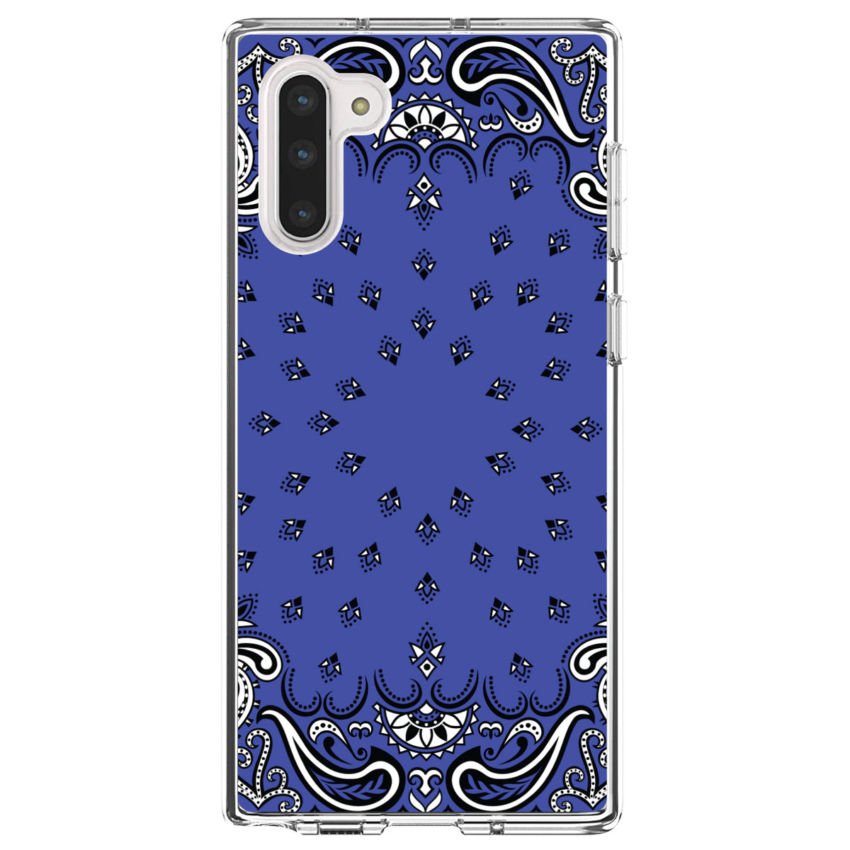 Bandana Print, Blue, Black, White Clear Shockproof iPhone Case, view 9