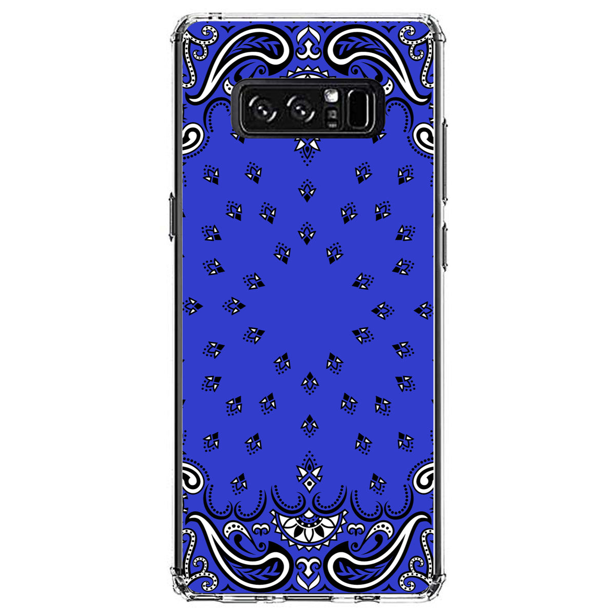 Bandana Print, Blue, Black, White Clear Shockproof iPhone Case, view 12