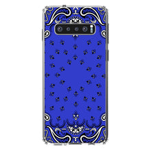 DistinctInk® Clear Shockproof Hybrid Case for Apple iPhone / Samsung Galaxy / Google Pixel - Bandana Print - Blue,  Black, White