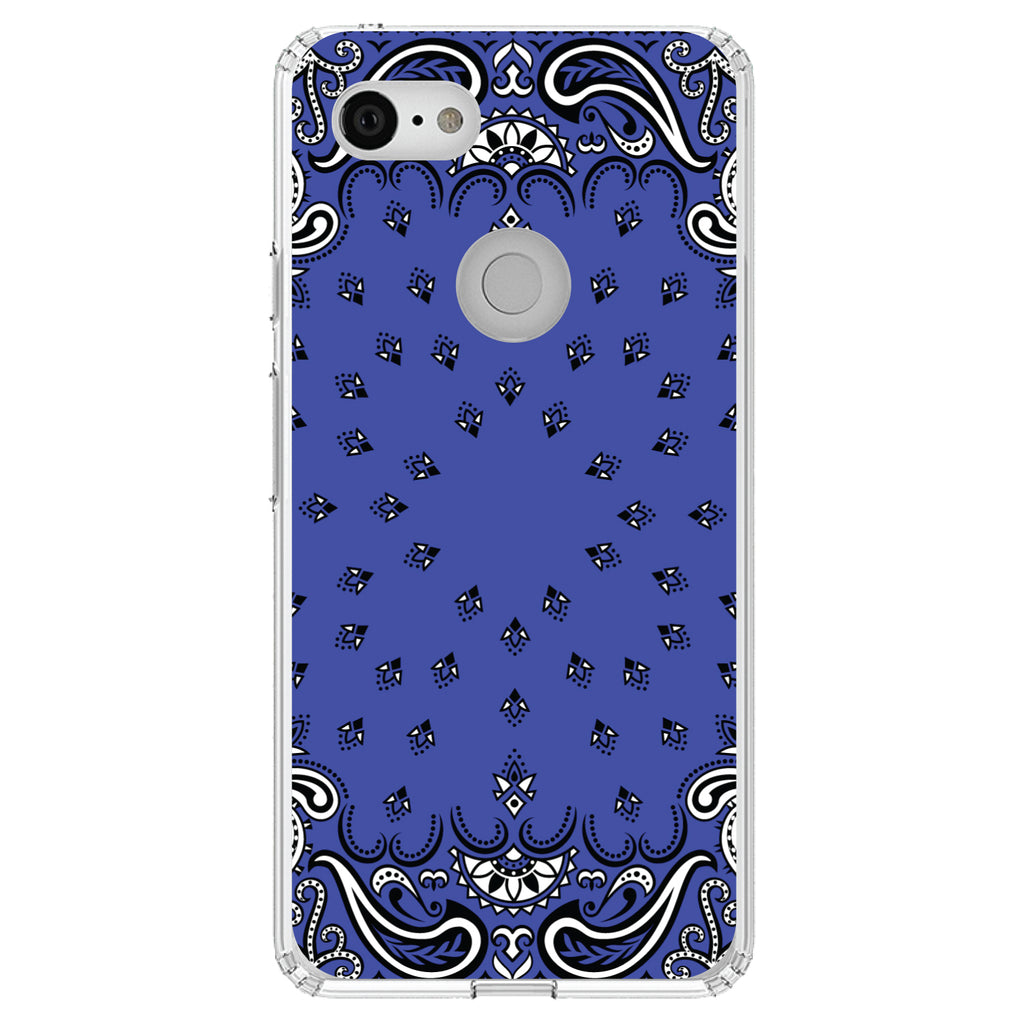 Bandana Print, Blue, Black, White Clear Shockproof iPhone Case, view 21