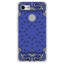 DistinctInk® Clear Shockproof Hybrid Case for Apple iPhone / Samsung Galaxy / Google Pixel - Bandana Print - Blue,  Black, White
