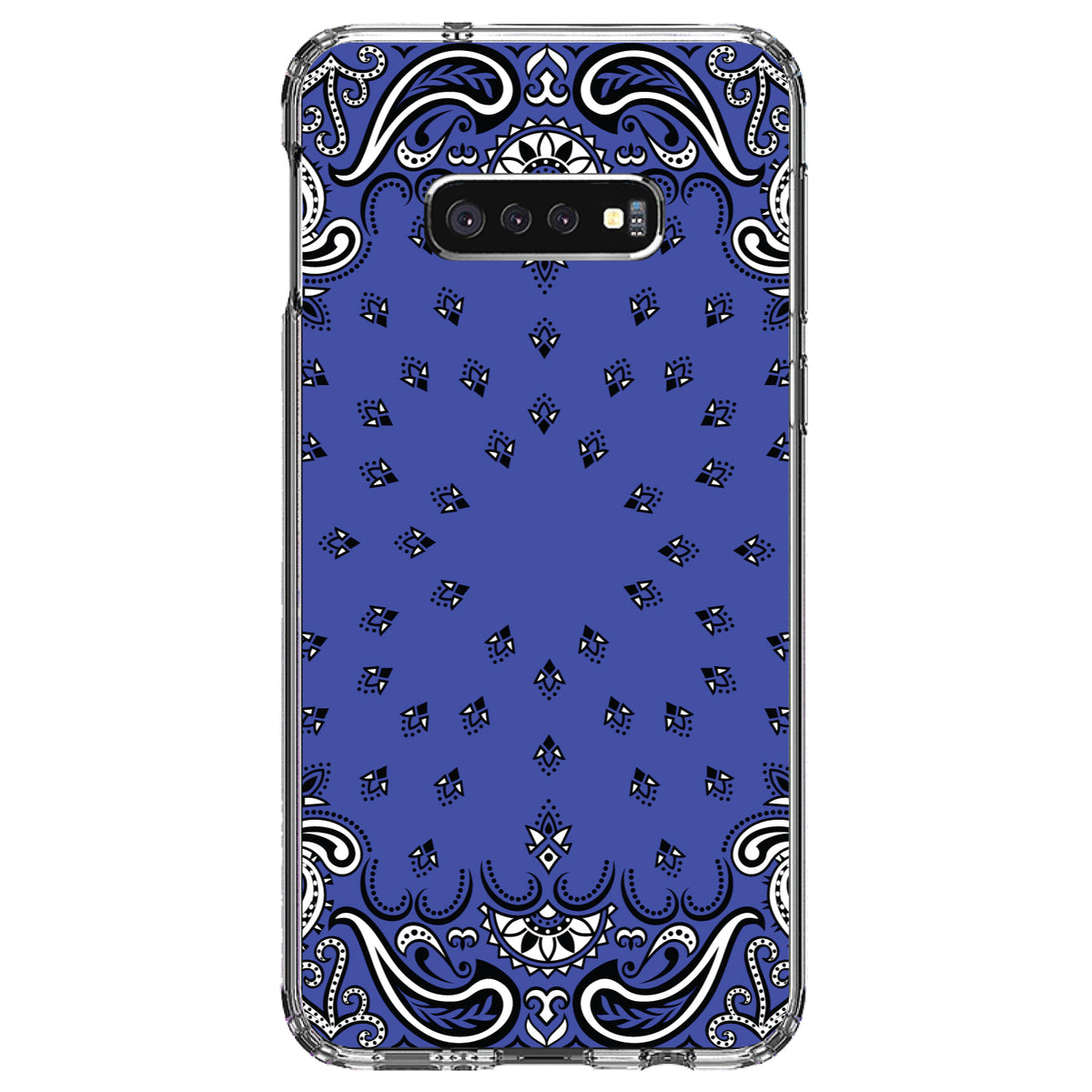 Bandana Print, Blue, Black, White Clear Shockproof iPhone Case, view 18