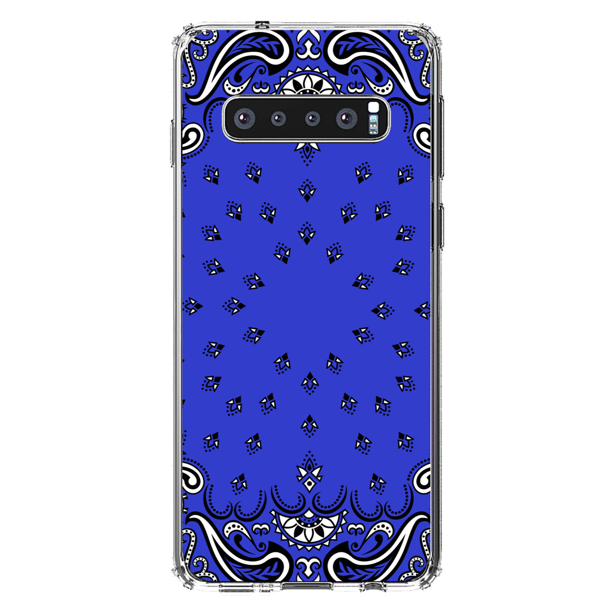 Bandana Print, Blue, Black, White Clear Shockproof iPhone Case, view 16