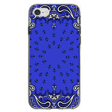 DistinctInk® Clear Shockproof Hybrid Case for Apple iPhone / Samsung Galaxy / Google Pixel - Bandana Print - Blue,  Black, White