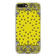 DistinctInk® Clear Shockproof Hybrid Case for Apple iPhone / Samsung Galaxy / Google Pixel - Bandana Print - Yellow,  Black, White