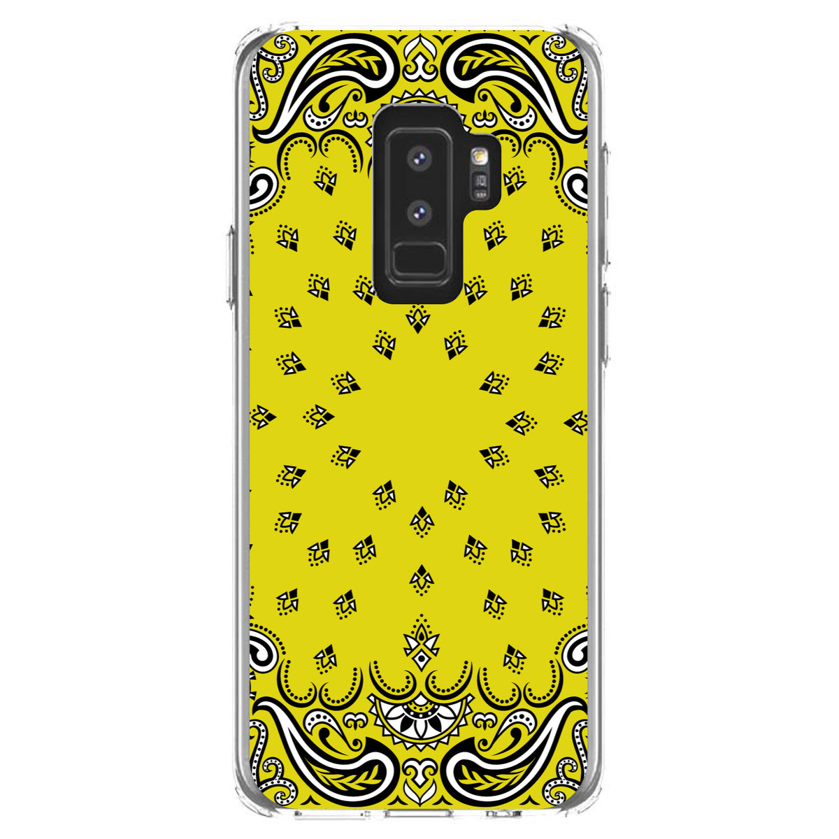 Bandana Print, Yellow, Black, White Clear Shockproof iPhone Case, view 20
